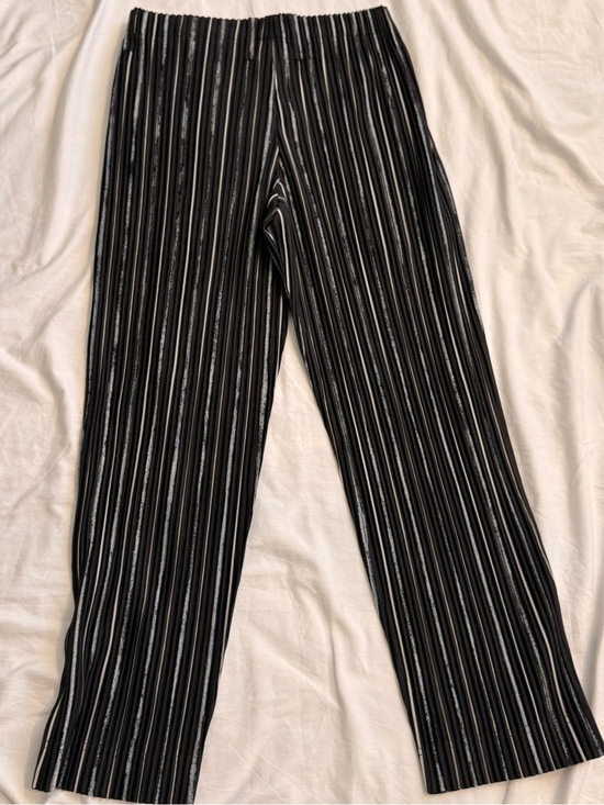 Issey Miyake Pants - Homme Plisse Issey Miyake Navy Blue and White Pleated Pants